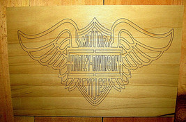 BEAUTIFUL NATURAL POPLAR WOOD SIGN &#39;HARLEY DAVIDSON&#39; 12&quot; X 8&quot; WALL DECOR - £14.99 GBP