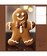 ✨POSTCARD: Smooth Gingerbread Man - Shiny with a Dapper Bowtie!  - £4.73 GBP