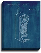 Portable Telephone Patent Print Midnight Blue on Canvas - $39.95+