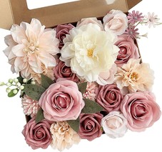 Roses Artificial Flowers Pink Bouquets Box Set For Diy Bridal Wedding Shower - £29.81 GBP