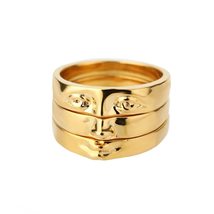 Portrait Gold Plated Rings For Women Stainless Steel Ring 2022 Trend Wedding Cou - £19.54 GBP