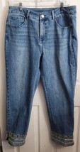 Soft Surroundings Women’s Denim  Jeans Embroidered Embellished Design Sz 16 - $29.95