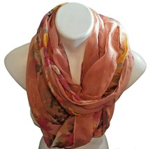 Peach Red Floral Print Infinity Scarf Lightweight  - £12.13 GBP
