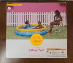 Sun Squad Inflatable 3 Ring Pool 5&#39;6&quot; In Diameter-New - £7.46 GBP
