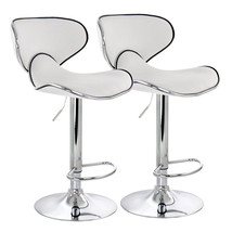 Elama 2 Piece Faux Leather Adjustable Bar Stool in White with Chrome Base - £179.22 GBP