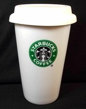 Starbucks coffee White travel tumbler Siren Logo silicone lid 2009 10 oz - £7.94 GBP