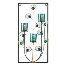 PEACOCK THREE CANDLE WALL SCONCE - $55.99