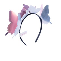 Silver Pink Butterfly Crown Headband Hair Accessories Goddess Headpiece ... - £11.44 GBP