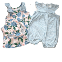 9 Month Girl Baby Essentials 3 piece Dress Romper diaper cover Sunsuit - $10.88