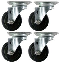 3-1/2&quot; X 1-1/4&quot; Hard Rubber Wheel Casters (A1) - 4 Swivels - £53.87 GBP