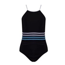 Nautica Ladies One Piece Black Mesh Slimming Shape Enhancing Swimsuit NEW Large - £53.25 GBP