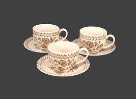 Johnson Brothers Jamestown Brown cup and saucer sets made in England. - £57.19 GBP+