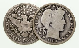 Lotto Di 2 Barber Mezza Dollari (1895-O E 1894) IN Buono Stato, Naturale Colore - $84.07