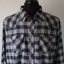 Mens Youngbloods Western Pearl Snap Shirt Black White Check Sz Big 2X - £11.30 GBP