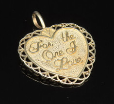 14K GOLD - Vintage For The One I Love Heart Shaped Medal Pendant - GP416 - £164.00 GBP