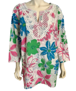 NWT Talbots Woman White, Blue, Green, Pink Floral V Neck 3/4 Slv Top Sz 3X - €24,28 EUR