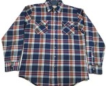 Vintage Sears Button Down Shirt Mens M 15-15.5 Blue Brown Plaid Acrylic - $19.79