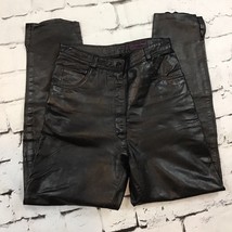 Vintage Christian Lauren Black Genuine Leather Pants Vtg Womens Sz 7/8 - £47.46 GBP