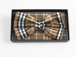 Men Bow Tie Hankie Set Formal Event For Tuxedo or Business Suit #BT23 Brown image 2