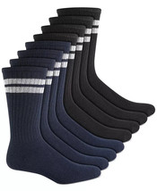 Club Room Men&#39;s 8-Pk. Stripe Crew Socks Blue/Black-Sock Size 10-13 Shoe ... - £11.98 GBP