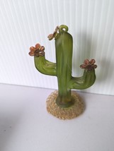Glass Saguaro Cactus Ornament Sculpture Flowers Christmas Holiday Blow Rare READ - £31.28 GBP