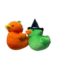 Halloween Jumbo Orange Pumpkin &amp; Green Witch Rubber Duck Plush 23 in Set Of 2 - £92.56 GBP