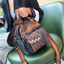 Retro Denim Handbag Women Bags Over The Shoulder Geometry Purse Tote Female Cros - £81.68 GBP