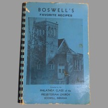 VTG 1950 Regional Cookbook Boswell IN Philathea Class Presbyterian Church Spiral - £13.95 GBP