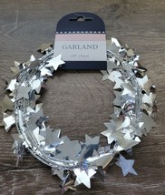 Patriotic Wired Garland  25 Ft Silver Stars-Brand New-SHIPS N 24 HOURS - $16.71