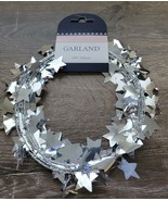 Patriotic Wired Garland  25 Ft Silver Stars-Brand New-SHIPS N 24 HOURS - $16.71
