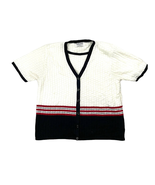 VTG Black White Cardigan Sweater MEDIUM Short Sleeve Retro Alfred Dunner... - £13.37 GBP