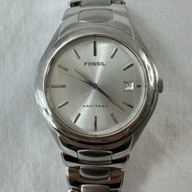 Fossil Arkitekt Watch Women 34mm Silver Tone 50M Stainless Needs Battery Nice - $29.39