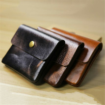 Genuine Calf Leather Hand-Made Small Wallet Coin Purse Card Change Case ... - £8.64 GBP