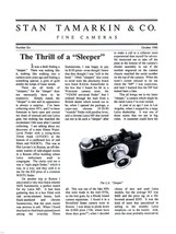 Stan Tamarkin &amp; Co. Fine Cameras Number Six October 1986 - £2.00 GBP