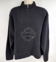 Harley-Davidson 100% Wool 1/4 Zip Knit Sweater Size XL Black - £38.79 GBP
