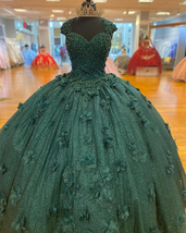 Green Princess Ball Gown Quinceanera Dresses Sweet 15 Party 3D Flowers Lace Appl - £192.89 GBP