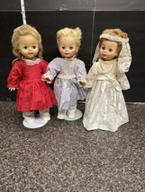 Three VINTAGE HORSMAN 15&quot; Sleepy Eyes DOLL With Doll Stands.(67165) - £35.28 GBP