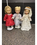 Three VINTAGE HORSMAN 15&quot; Sleepy Eyes DOLL With Doll Stands.(67165) - £35.30 GBP