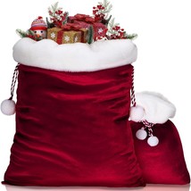 2 Pieces Christmas Velvet Santa Bags with Drawstring in 2 Size Large Chr... - $46.65