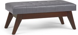 Mid Century Modern Stone Grey Faux Leather 40 Inch Wide Draper Rectangle Tufted - £147.08 GBP