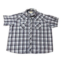 Wrangler Western Mens Plaid Short Sleeve Pearl Snap Shirt 3XL Cotton Blu... - $29.99