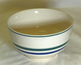Ceramic Mixing Bowl Ribbed Blue &amp; Green Stripes - $14.84