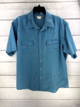 Wrangler Wrancher Pearl Snap Shirt Mens 2XL Blue Short Sleeve Western Cowboy - £9.77 GBP