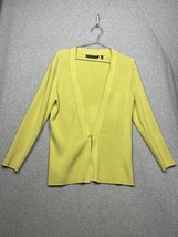 LAFAYETTE 148 Open Front Silk Blend Knit Cardigan SZ L Simple Lime Green Minimal - £30.45 GBP