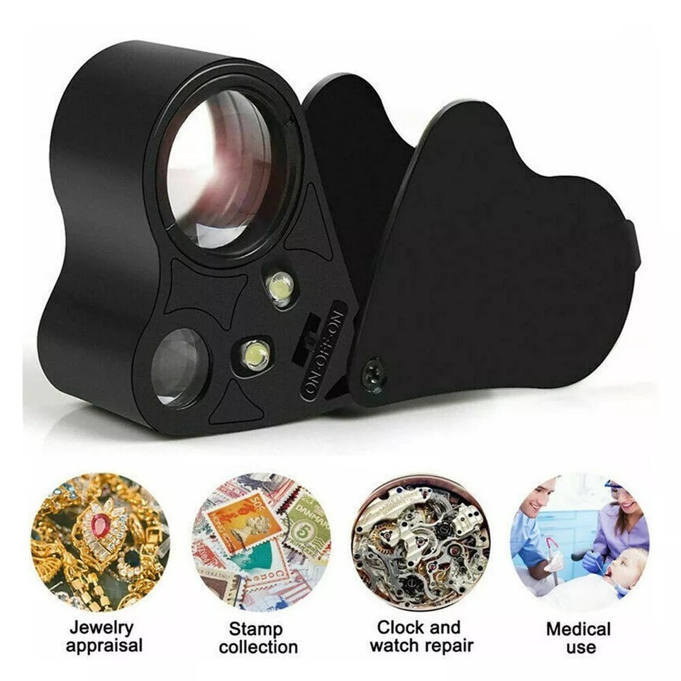 Pocket Jewellers Eye Loupe Magnifier Jewelry Magnifying Glass LED Light ... - $15.83