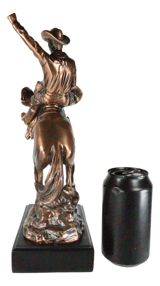 Western Desert Giddy Up Cowboy On Rearing Rodeo Horse Figurine With Base 12"H Item image 5