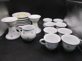 Deruta pottery Ceramic set , coffee cups saucers, candleholder, creamer 11pcs - £114.48 GBP