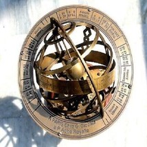 Brass Large globe sphere Size Armillary Engraved Sundial Compass x-mas item - £168.88 GBP