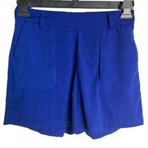 A New Day Pull On Retro Shorts S Blue Elastic Waist Flat Front Pockets B... - $14.00