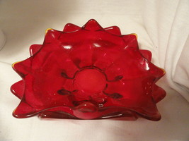Red Art Glass Folded Dish Thick Amberina 8&quot; L x 5&quot;W Mint - $31.99